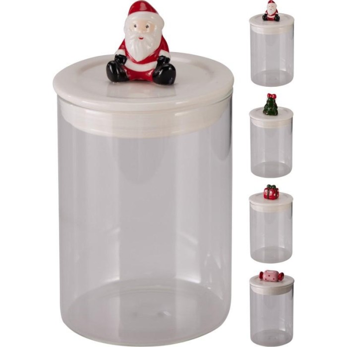 BARATTOLO VETRO RIGATO SOGGETTO NATALE H.18